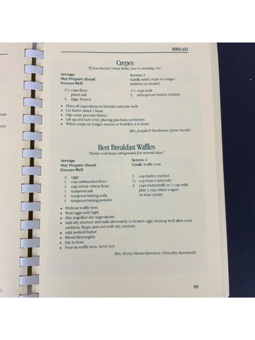 Charleston Receipts Repeats Cookbook By Junior League of Charleston 1992 Spiral